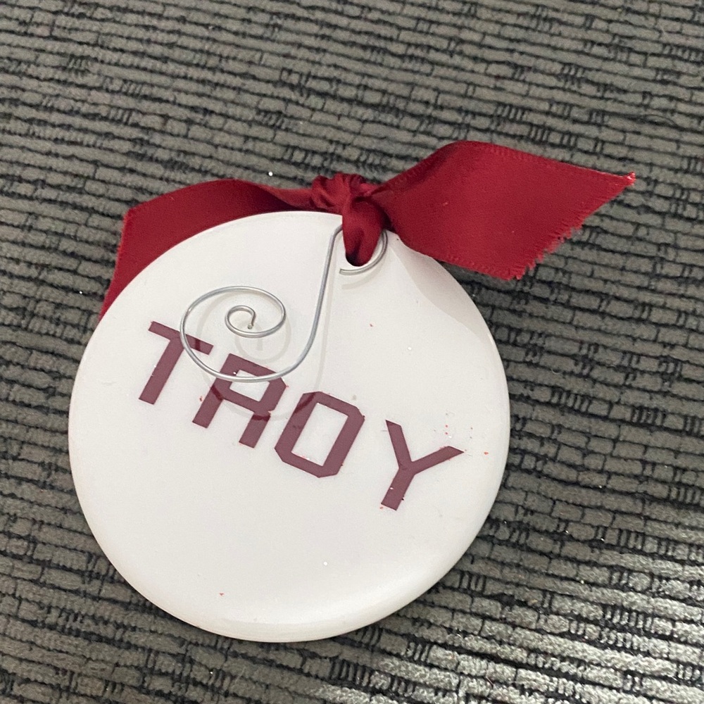 White and Red Holiday Ornament